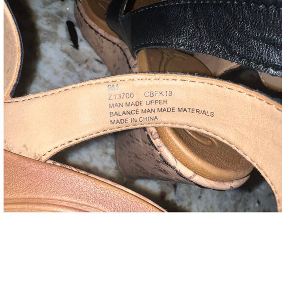 👡 B.O.C. Born Concept Women's Black Leather Wedge Sandals – Size 9M - Picture 9 of 9